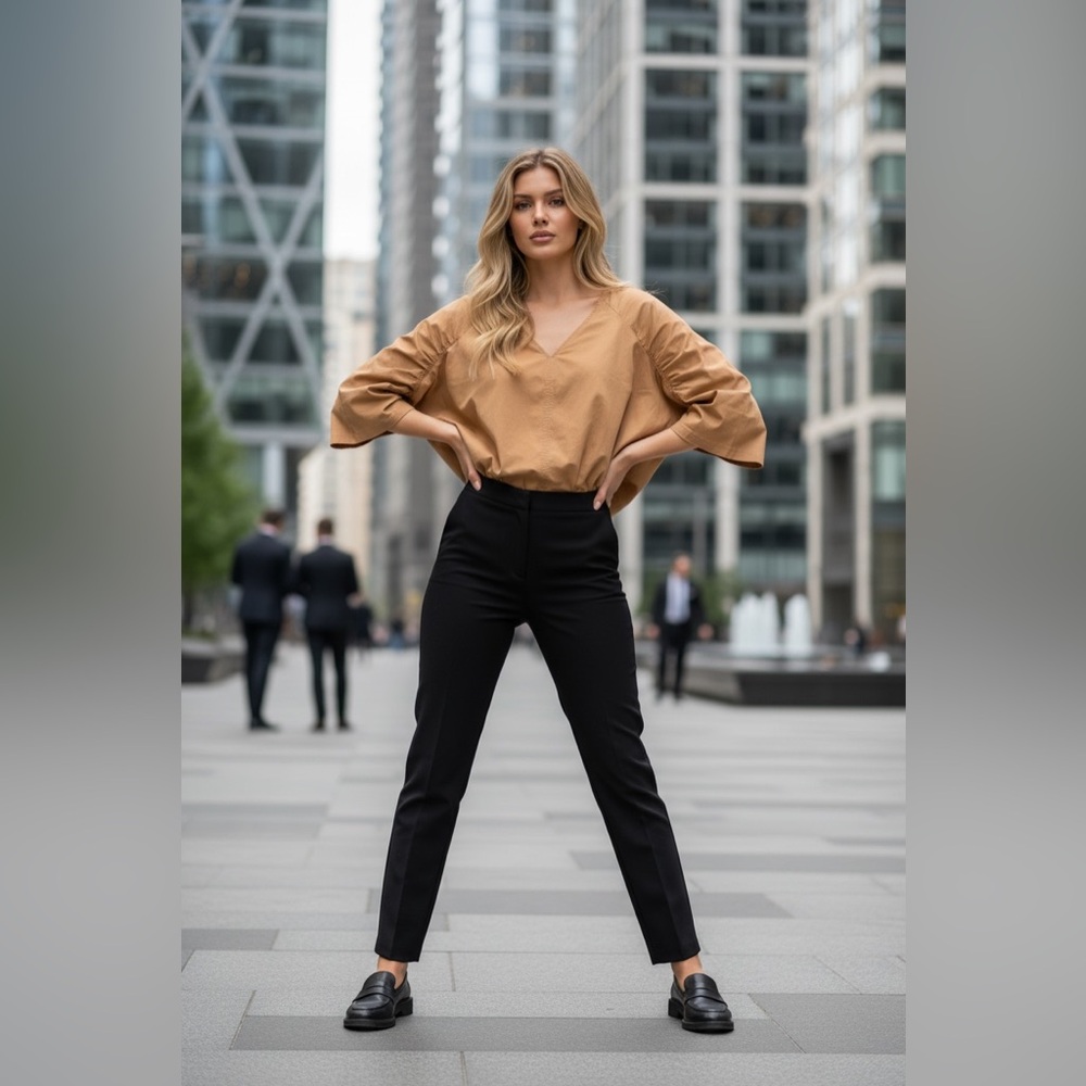LOFT Camel Colored Tie-Back Top